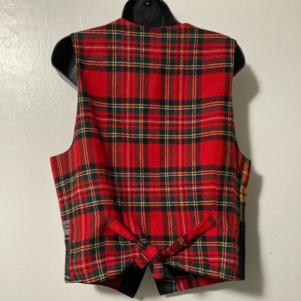 Vtg Plaid Patchwork Button Vest - image 5